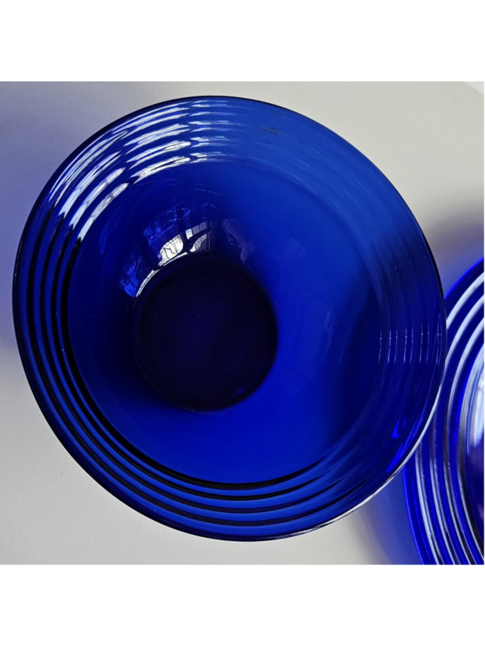 MCM Cobalt Blue Ribbed Glass Bowl & Plate Set – 3 Bowls 3 Plates Vintage - Picture 16 of 16